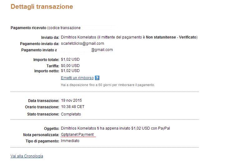 Payment 17 for Gptplanet