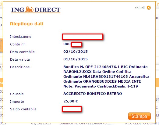 Pagamento 4 per Cashbackdeals