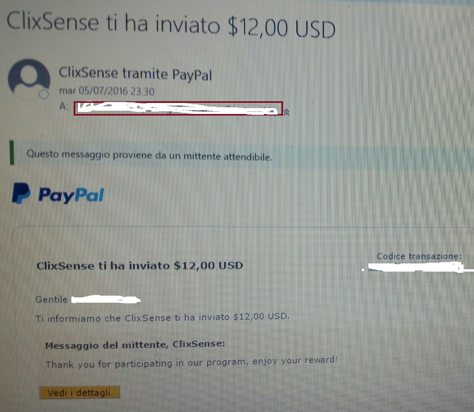 Payment 1512 for Ysense