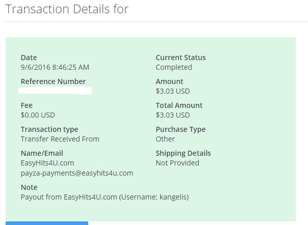 Payment 70 for Easyhits4u