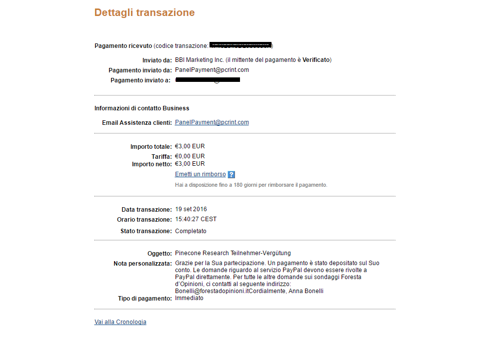 Payment 139 for Foresta D'opinioni