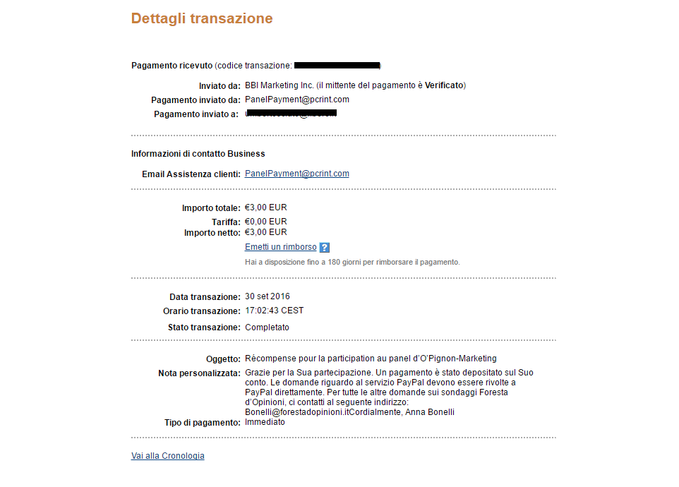 Payment 141 for Foresta D'opinioni