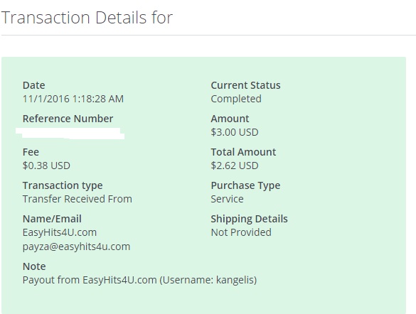 Payment 89 for Easyhits4u