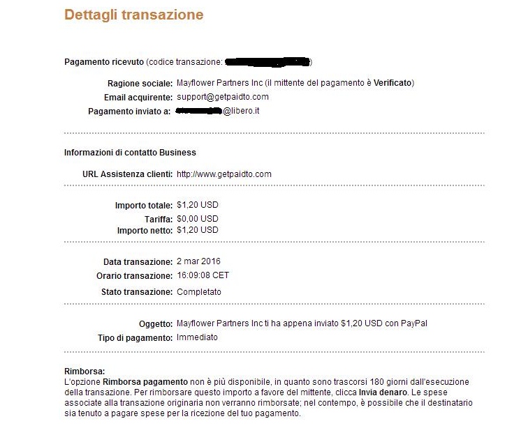 Pagamento 3 per Getpaidto