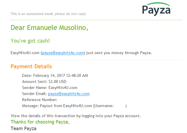 Payment 99 for Easyhits4u