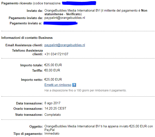 Pagamento 15 per Ladycashback