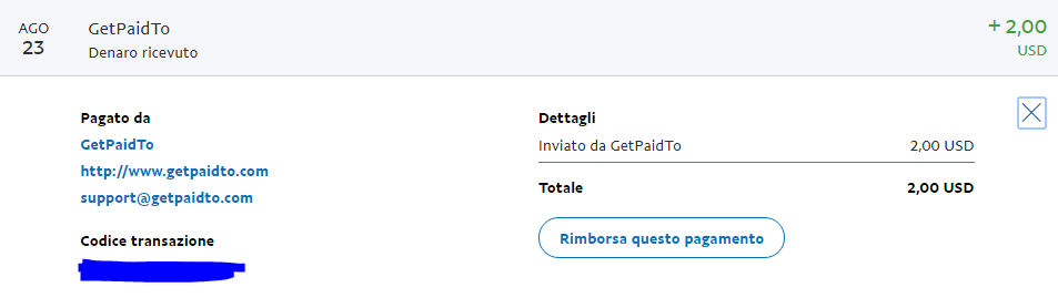 Pagamento 4 per Getpaidto