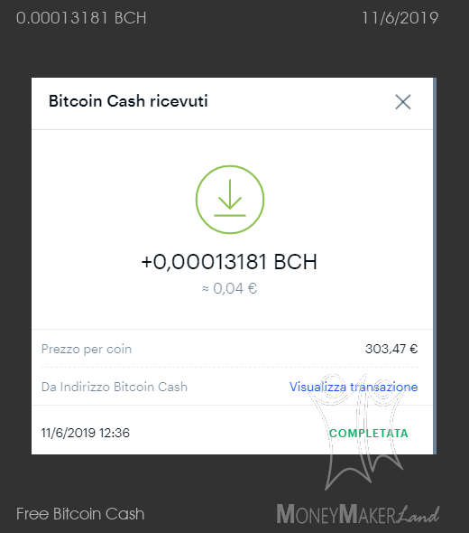 Single Payment For Free Bitcoin Cash Of 0 00013181 Bch - 