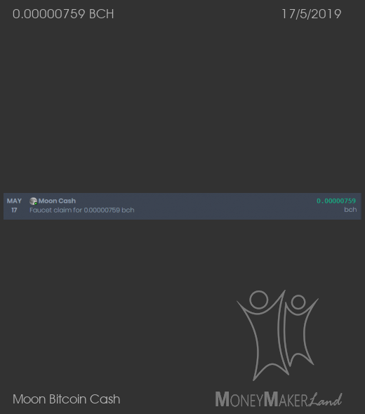 Single Payment For Moon Bitcoin Cash Of 0 00000759 Bch - 